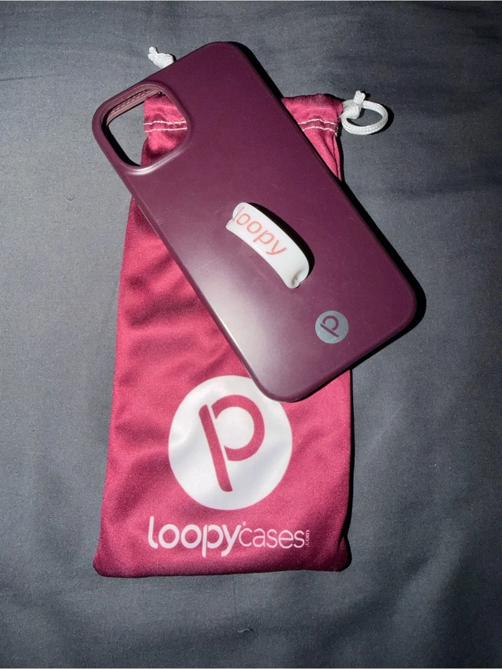 Loopy Case Plum Phone Case with White Loopy Band on